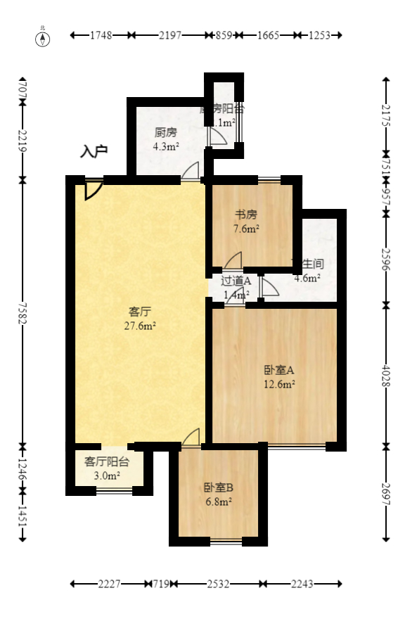 协信星澜汇  3室2厅1卫   108.00万室内图1