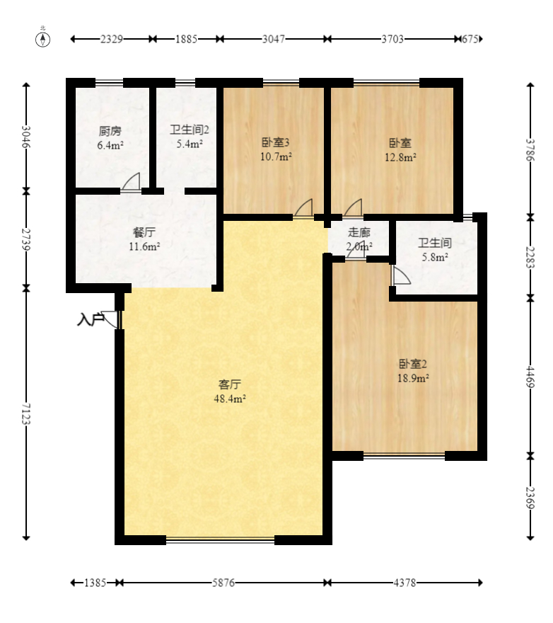 紫东苑(星沙) 3室2厅2卫 45.0万 紫东苑(星沙) 3室2厅2卫 45.0万户型图