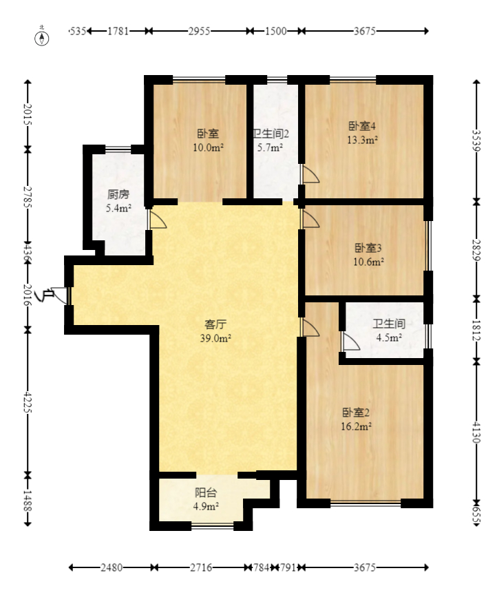 辉宏橄榄城  4室2厅2卫    88.0万 辉宏橄榄城  4室2厅2卫    88.0万户型图