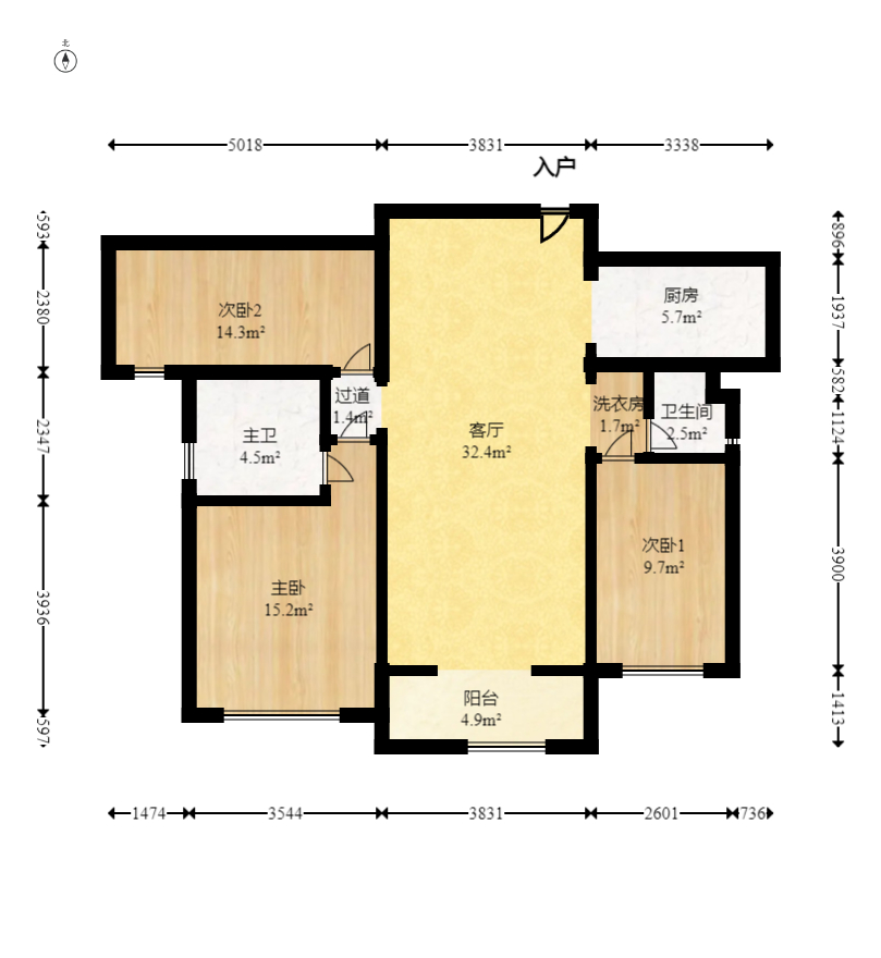 中建悦和城  3室2厅2卫   126.00万室内图1