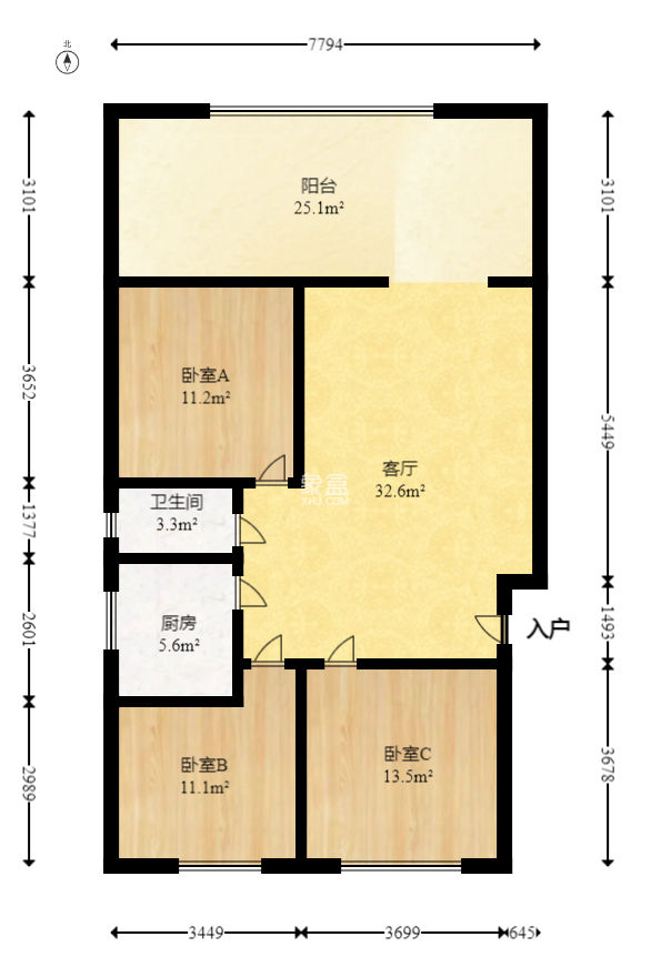 金盛园  3室2厅1卫   66.00万