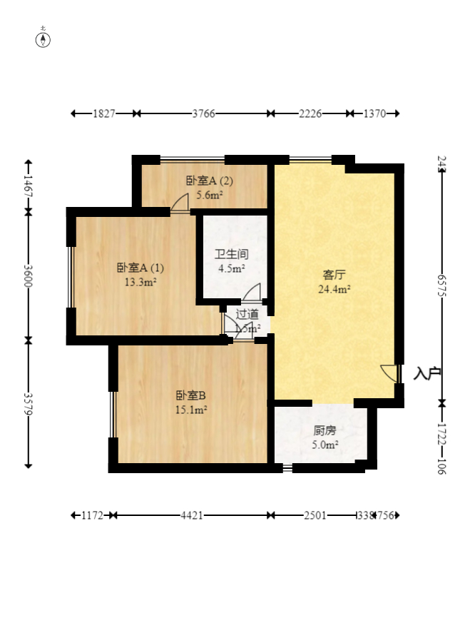 海林馨香雅苑  2室2厅1卫   74.00万室内图1