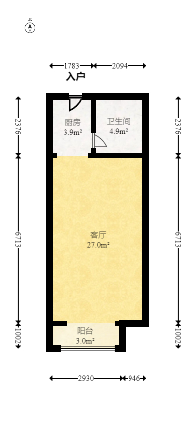 鑫远悦城（鑫远悦时代）  1室1厅1卫   42.00万室内图1