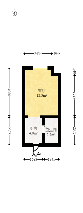 新城悦隽公园  1室1厅1卫   19.00万室内图1