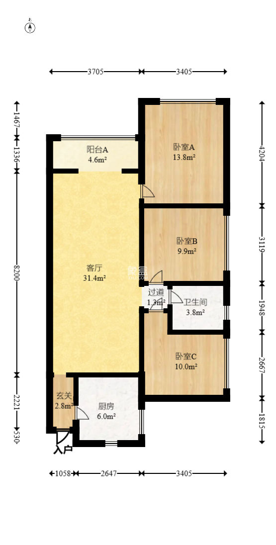 万科金域华府三四期  3室2厅1卫   128.80万