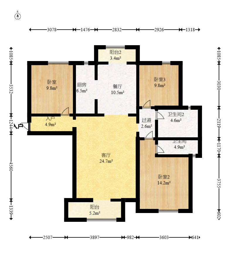 金地中交麓谷香颂(金地中交雅苑)  3室2厅2卫    146.0万室内图1