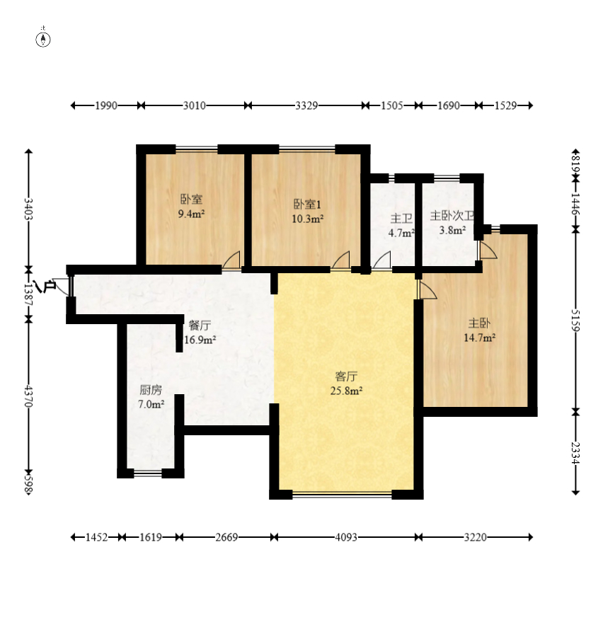 筑梦星园  3室2厅2卫    82.0万室内图1