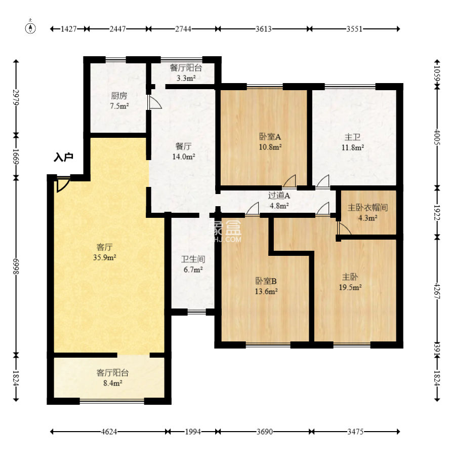 八方小區(qū)A區(qū)  4室2廳2衛(wèi)   512.00萬