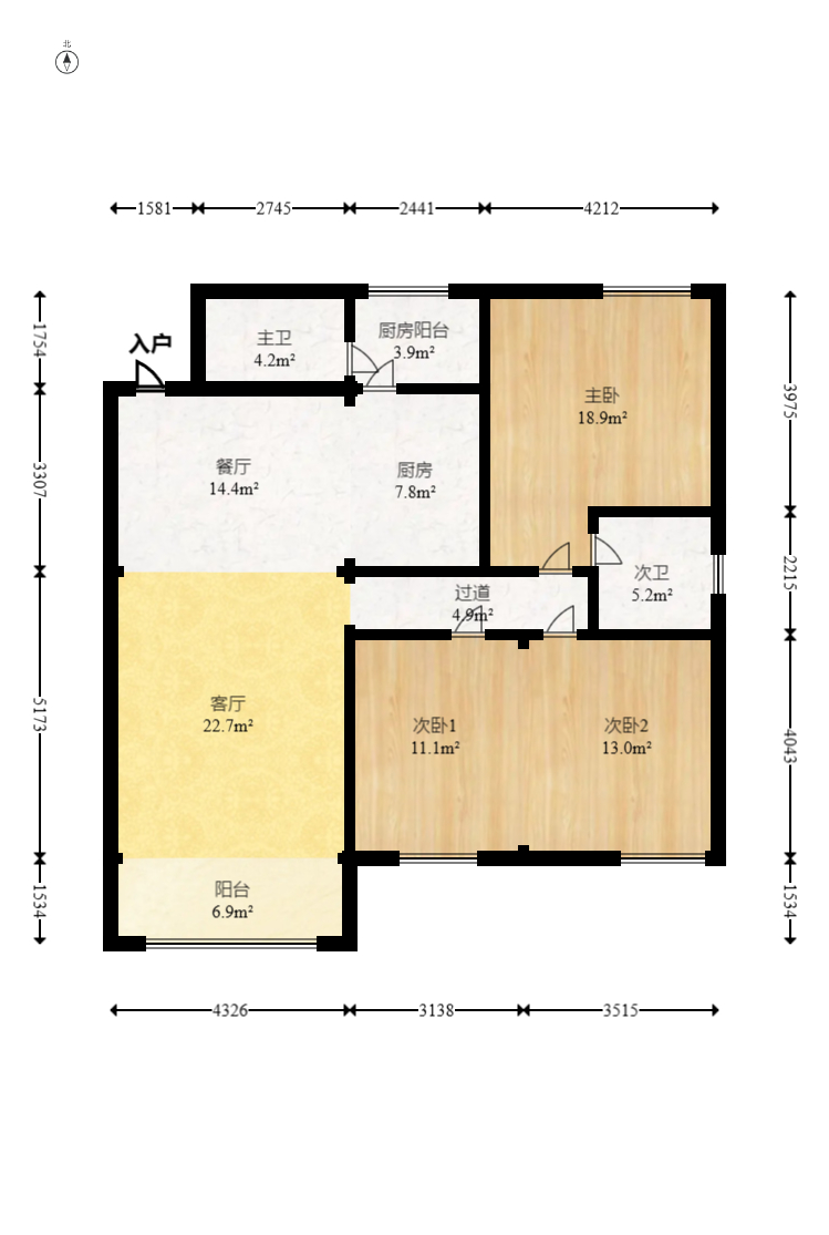 明珠苑  3室2厅1卫   118.00万室内图1