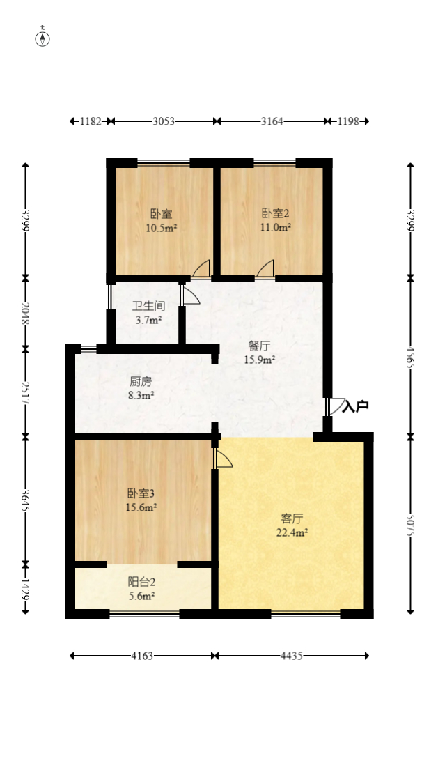 东岸锦城(东方人家)  3室2厅1卫   58.00万室内图1