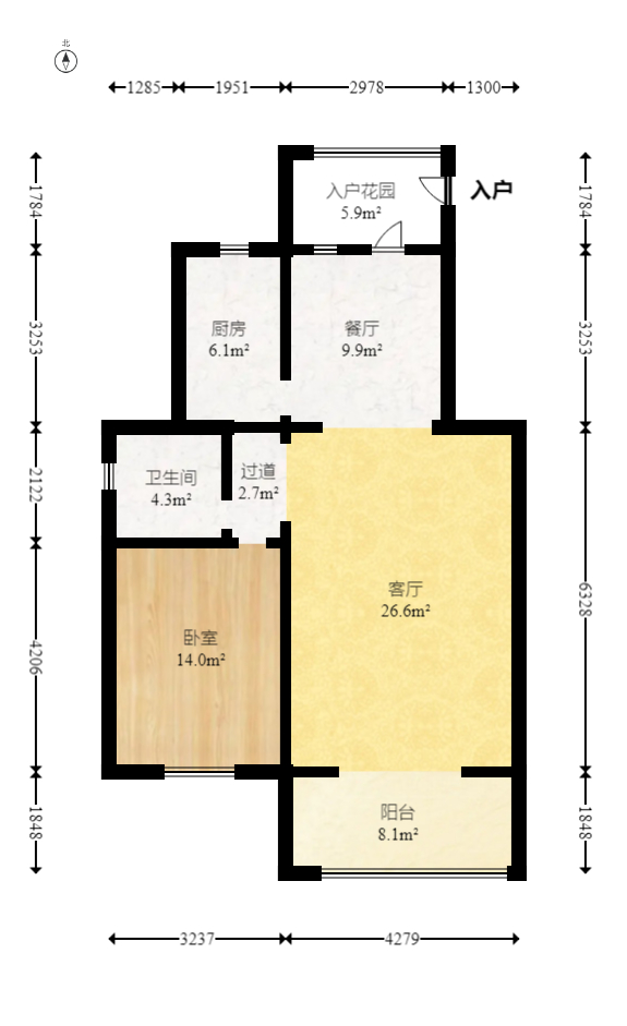 澳海澜庭  3室2厅2卫   54.00万室内图1
