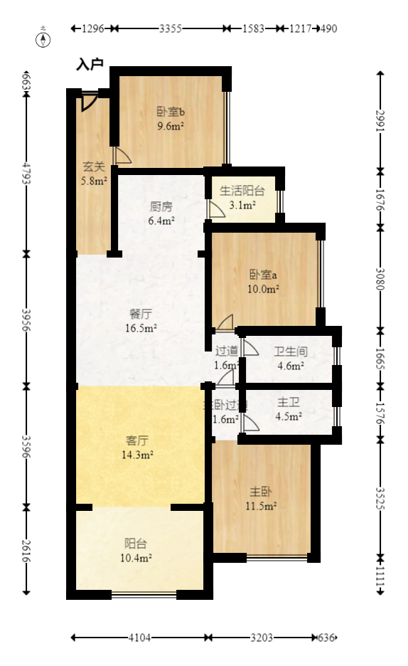 潤和紫郡一期  3室2廳2衛(wèi)    76.0萬室內(nèi)圖1