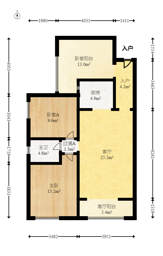 松雅湖壹号  3室2厅1卫   76.80万室内图1