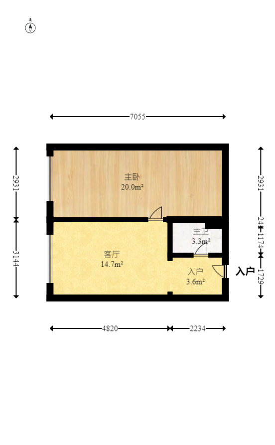 兆坤星悦荟  1室1厅1卫   36.80万室内图1