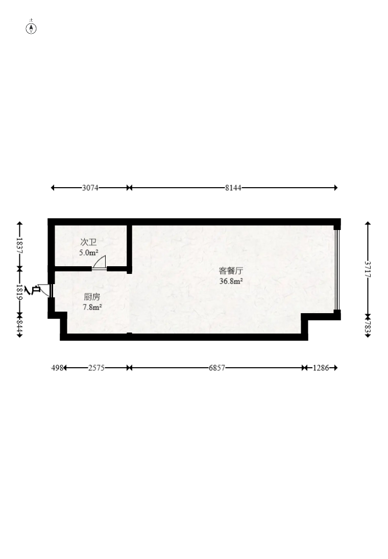 中国铁建梅溪青秀三期  2室1厅1卫   52.00万室内图1