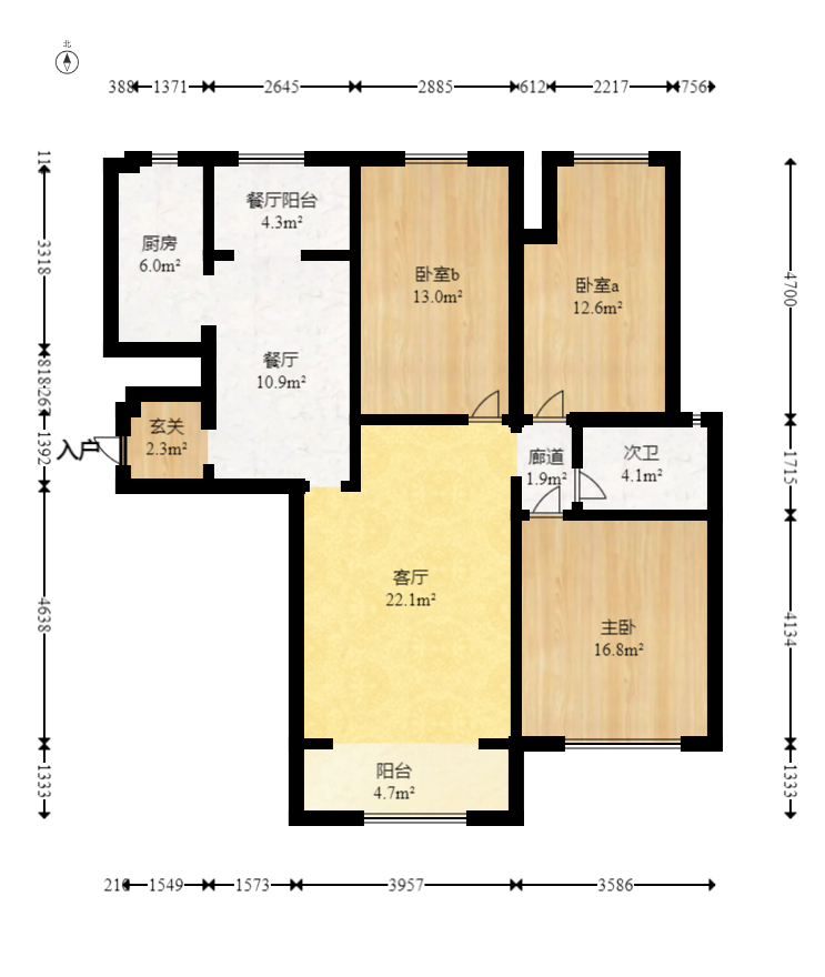 保利麓谷林语C区  3室2厅1卫   98.00万室内图1