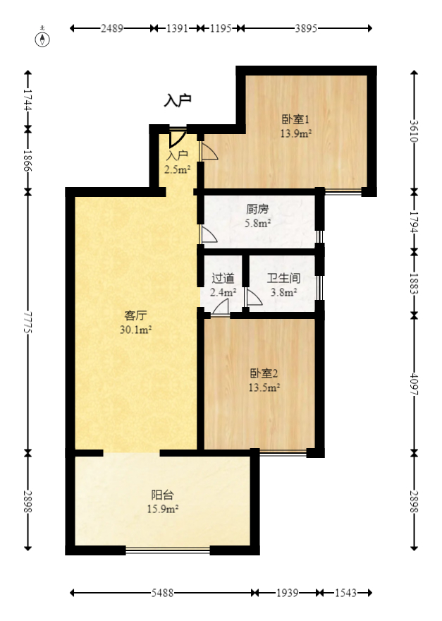 明发阅江悦府  2室2厅1卫   78.00万室内图1