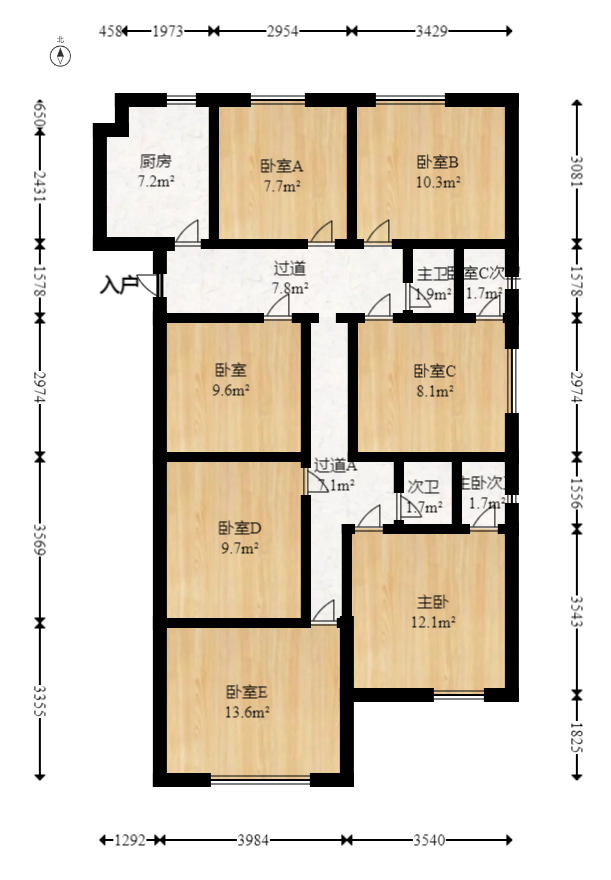 时代港湾  4室2厅2卫   76.00万室内图1