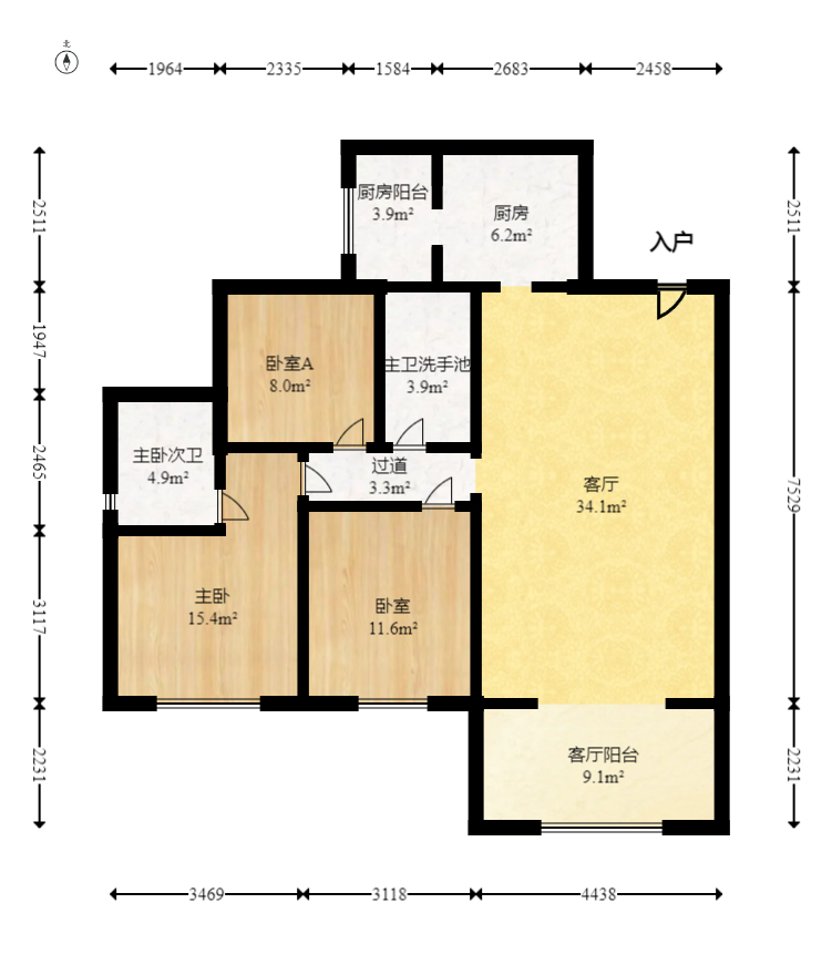 尚都花园城  3室2厅2卫   82.80万室内图1