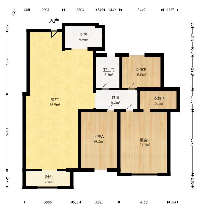 绿洲花园  3室2厅2卫    115.0万 绿洲花园  3室2厅2卫    115.0万户型图