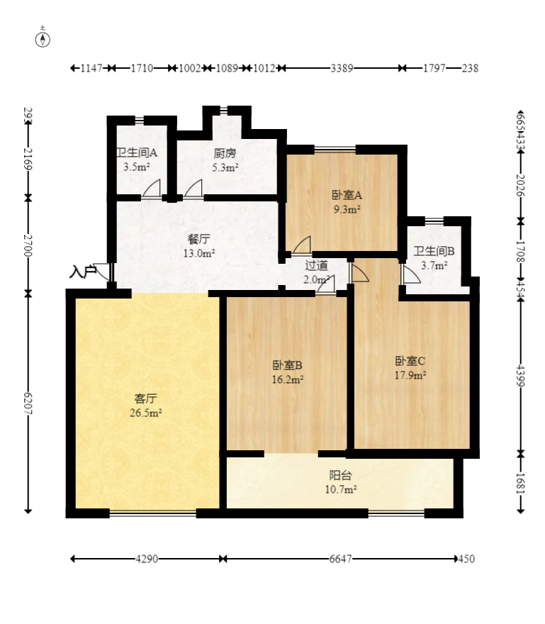 金鹰小区  3室2厅2卫   90.00万室内图1