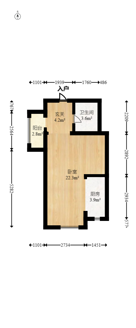 天健芙蓉盛世一期  1室1厅1卫   43.00万室内图1