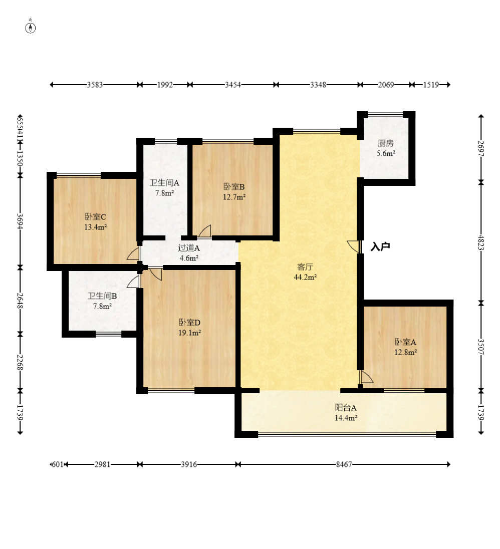 五矿万境园 4室2厅2卫 172.0万 五矿万境园 4室2厅2卫 172.0万户型图