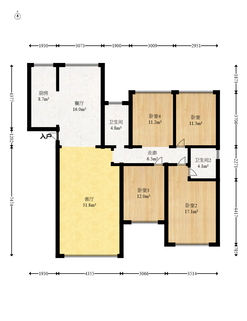 旭輝匯樾城  4室2廳2衛(wèi)    152.0萬室內(nèi)圖1