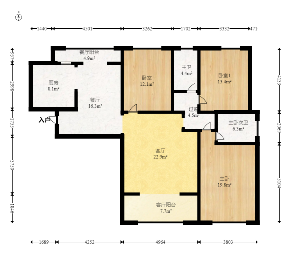 三一街区 3室2厅1卫 99.0万 三一街区 3室2厅1卫 99.0万户型图