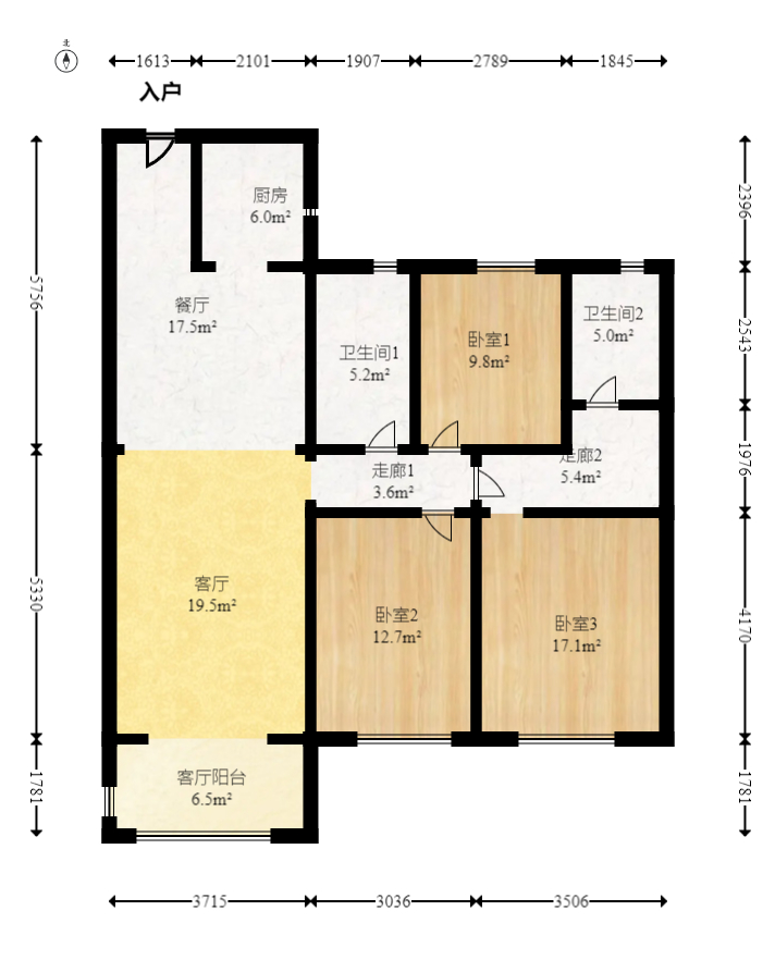 中海瓏悅府  3室2廳2衛(wèi)    150.0萬室內(nèi)圖1