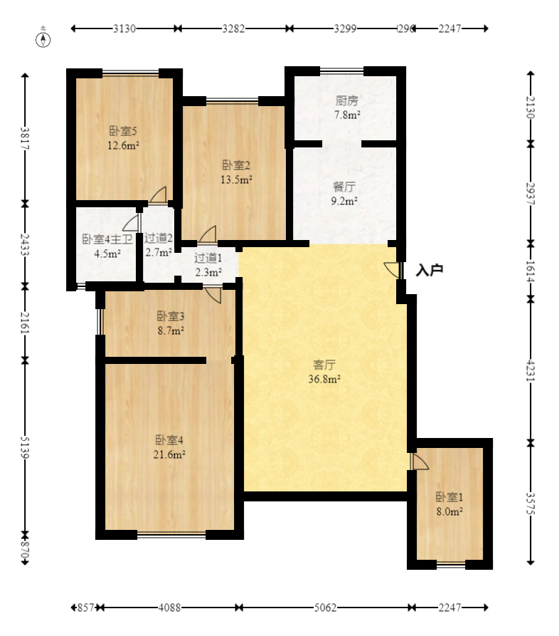 山水花都  4室2厅2卫    129.0万室内图1