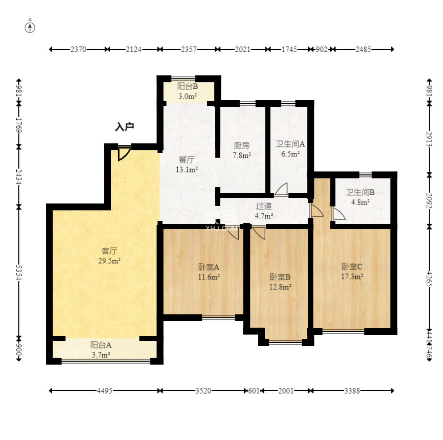 圣爵菲斯  3室2廳2衛(wèi)   113.50萬