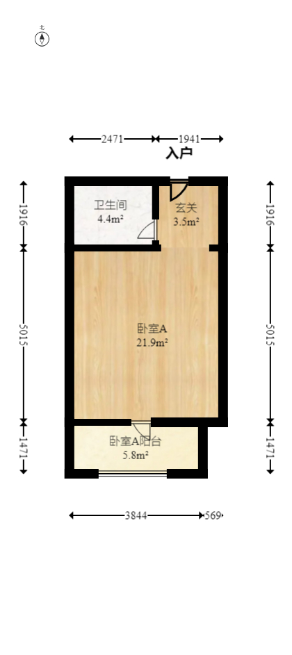 中交里城  1室1厅1卫   32.00万室内图1