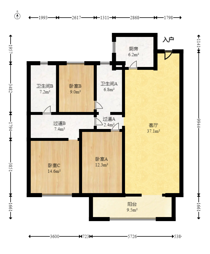 五矿万境蓝山  4室2厅2卫   138.00万室内图1