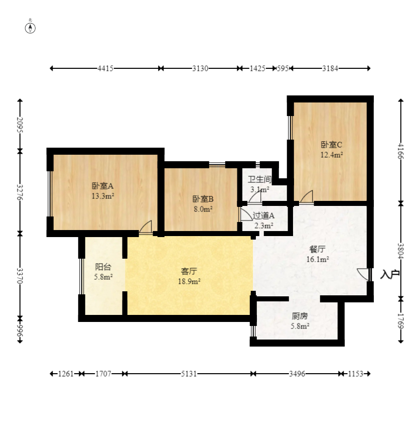 金地铂悦  3室2厅1卫    88.8万 金地铂悦  3室2厅1卫    88.8万户型图