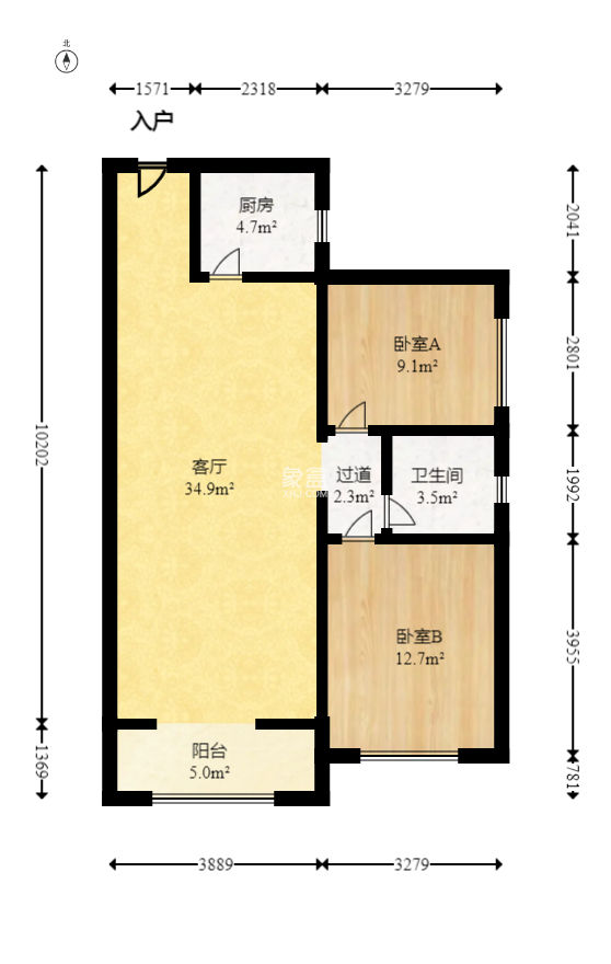 卢浮原著  2室2厅1卫   58.80万