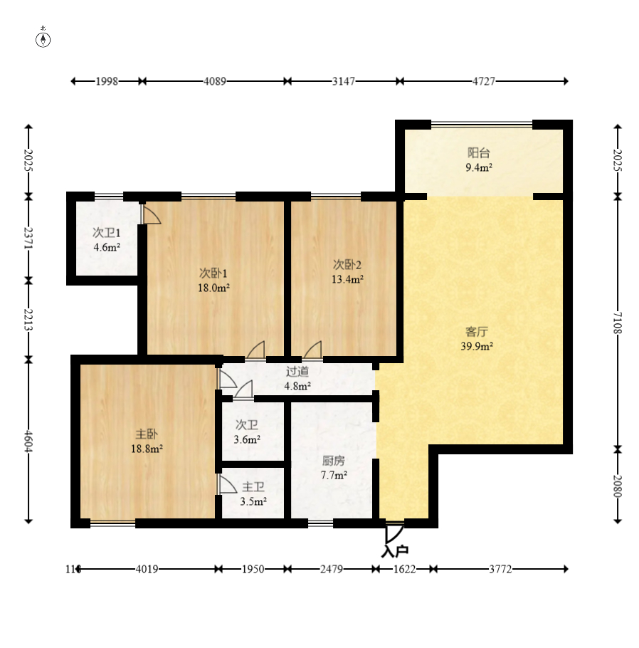 金域南外滩（望江佳园）  3室2厅1卫    185.0万室内图1