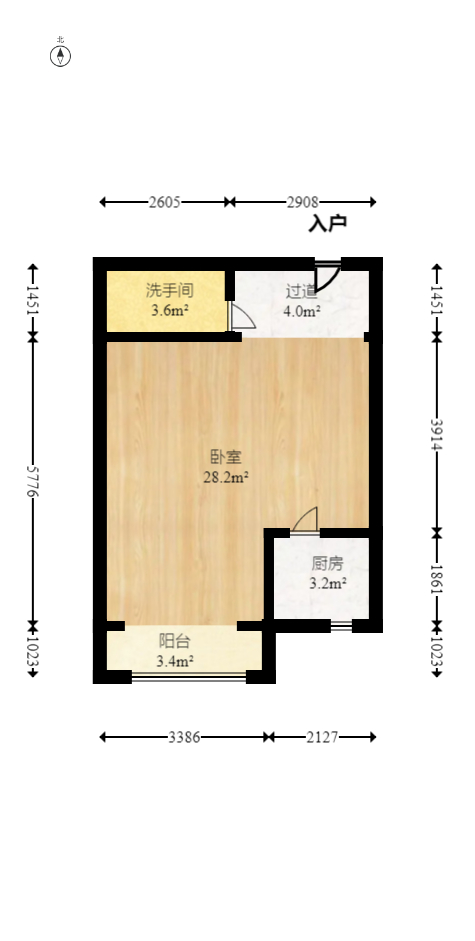 东城港  1室1厅1卫   39.80万室内图1