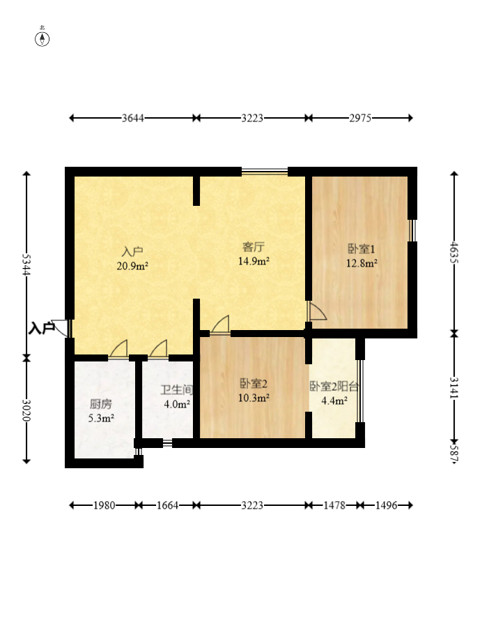 东玺门 2室1厅1卫 62.8万 东玺门 2室1厅1卫 62.8万户型图