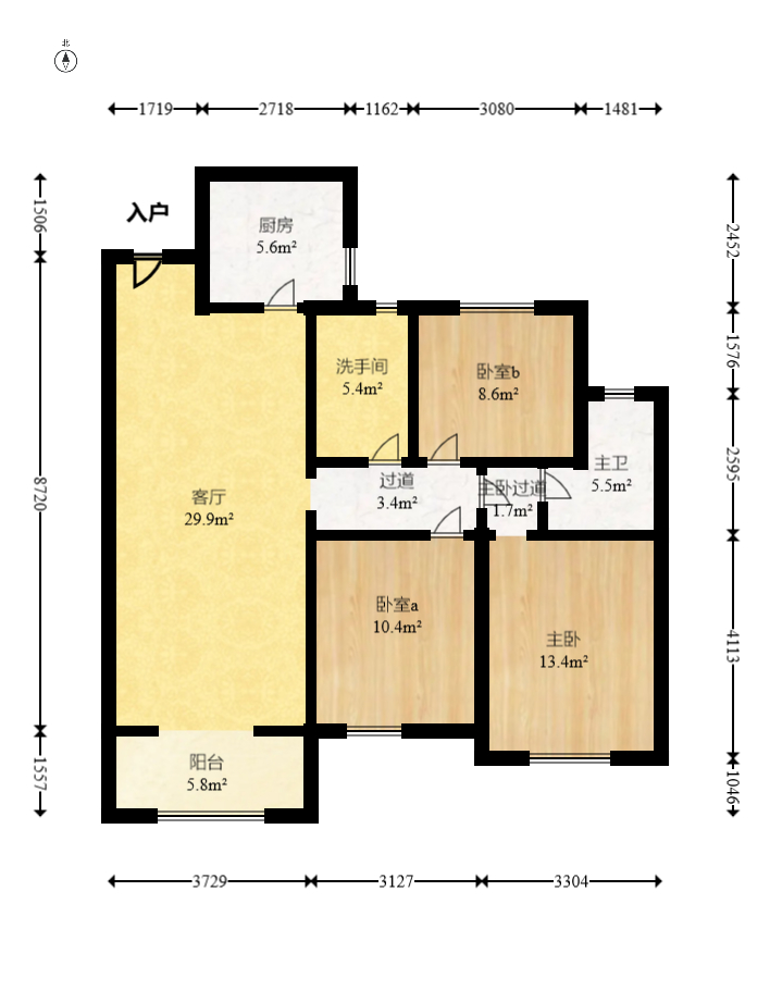 新城国际花都  3室2厅2卫   75.00万室内图1