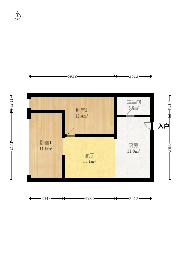 才子嘉都  2室1厅1卫   52.00万室内图1