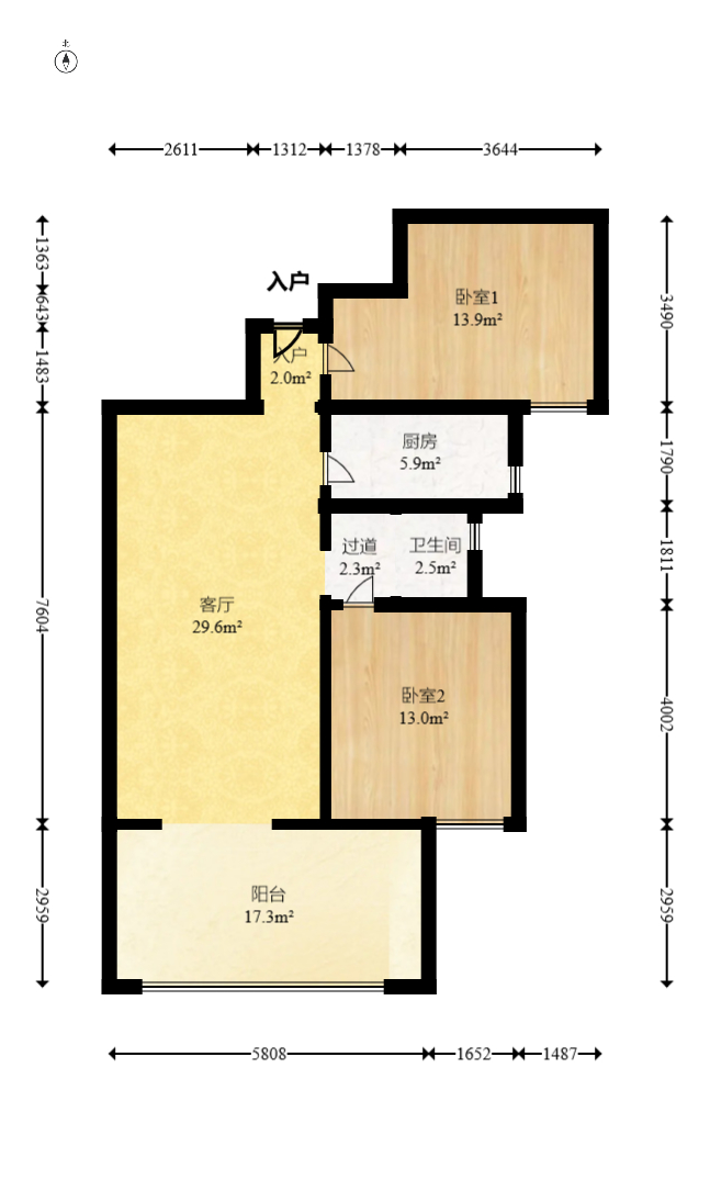 明发阅江悦府  2室2厅1卫    77.8万 明发阅江悦府  2室2厅1卫    77.8万户型图