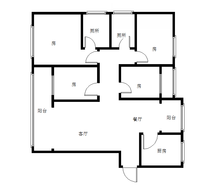 旗滨公园里  6室2厅4卫   120.00万室内图