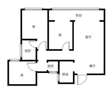 旗滨公园里三期  3室2厅2卫   67.00万室内图