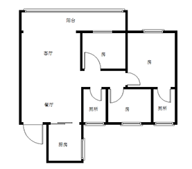 旗滨公园里  3室2厅2卫   61.80万室内图