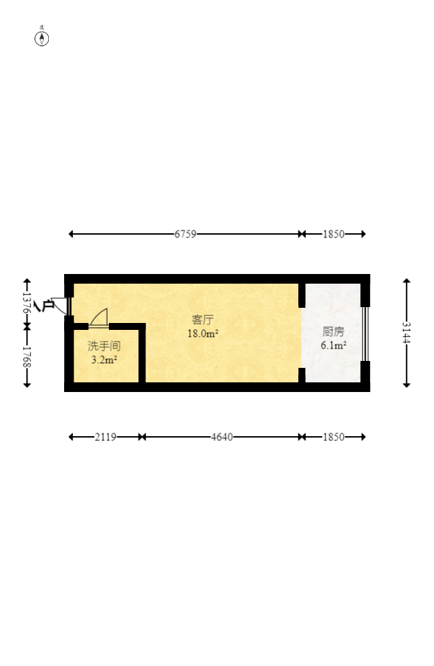 中建木莲工社  1室1厅1卫   31.80万室内图1
