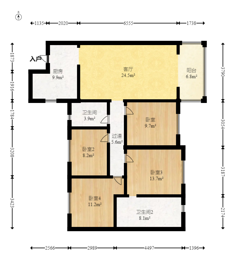 保利恒伟时光印象  4室2厅2卫   115.00万室内图1