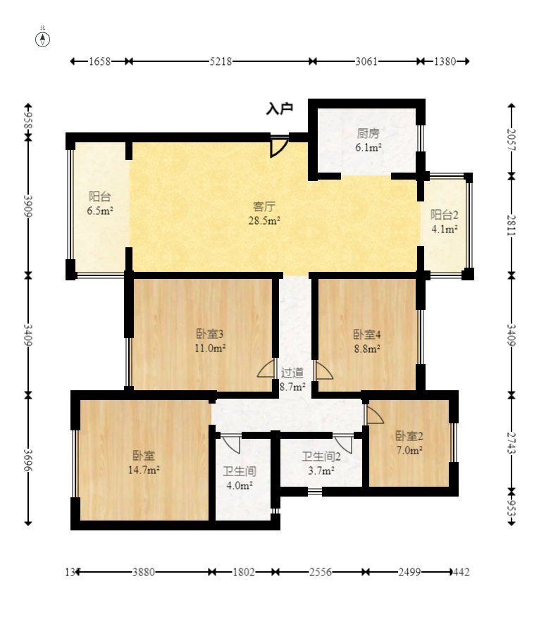 保利恒伟时光印象  4室2厅2卫   150.00万室内图1