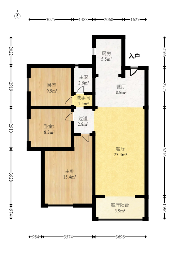 荣盛花语城 3室2厅1卫 76.0万 荣盛花语城 3室2厅1卫 76.0万户型图