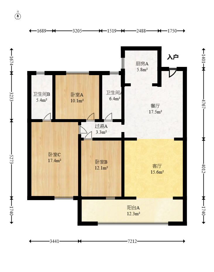 长房岭秀时代  3室2厅2卫    95.0万 长房岭秀时代  3室2厅2卫    95.0万户型图